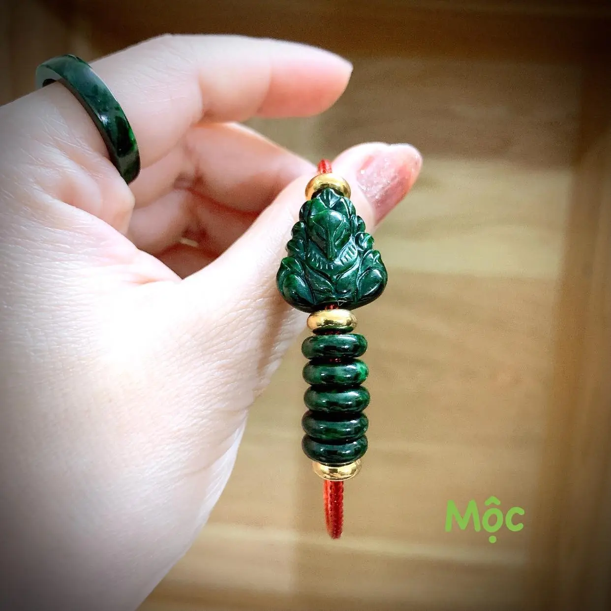 Vòng Hồ ly chúa mix ngũ điếu Ngọc cẩm thạch sơn thủy