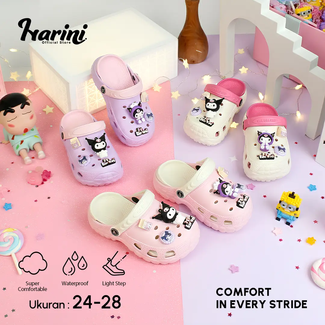 Sandal Anak Wedges 4cm Kodok Wanita Sandal Karakter Kuromi Jelly Import 801S-N