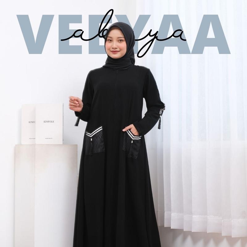 Veeyaa Abaya by fanny.beauty.id Wanita Muslim Gamis Kombinasi Embos 2