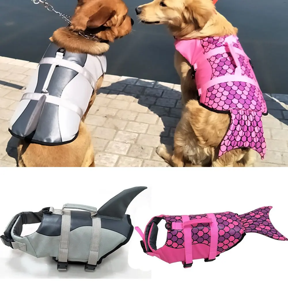 teewow Fashion Swimsuit Swimming Preserver Pet Safety Clothes Mermaid Shark Dog Life Jacket Puppy Surf Saver Coat
