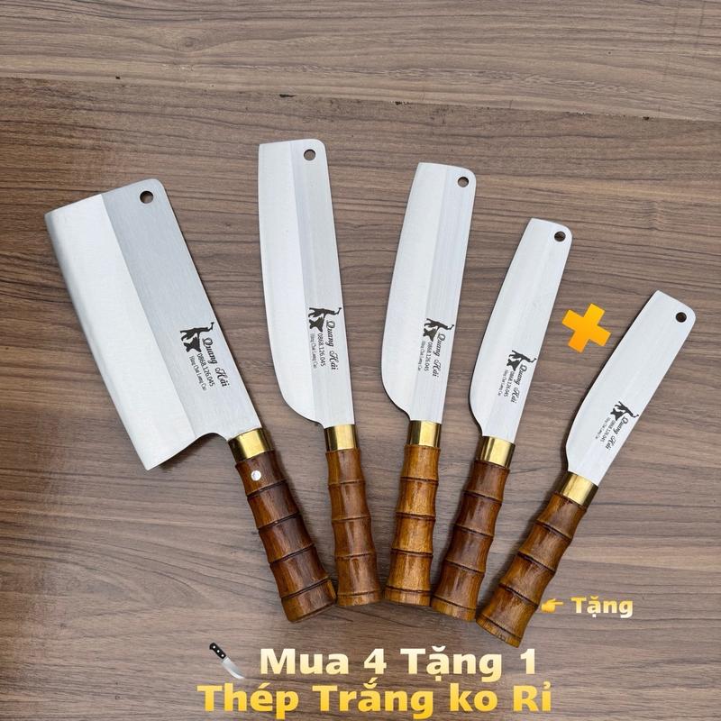Mua 4 Tặng 1 Dao bếp 1 CHẶT TO  + 4 THÁI  thép trắng không gỉ