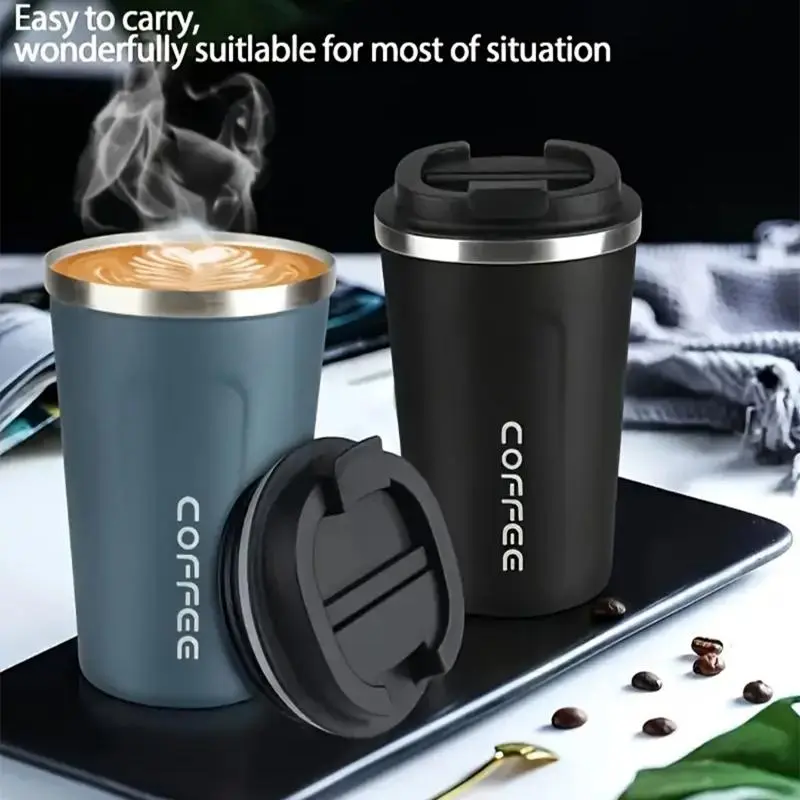 510ML Coffee Cup, 1pc Leak-proof Travel Thermos, Double Stainless Steel Coffee Cup, Car Thermos for Tea, Water, Coffee 6