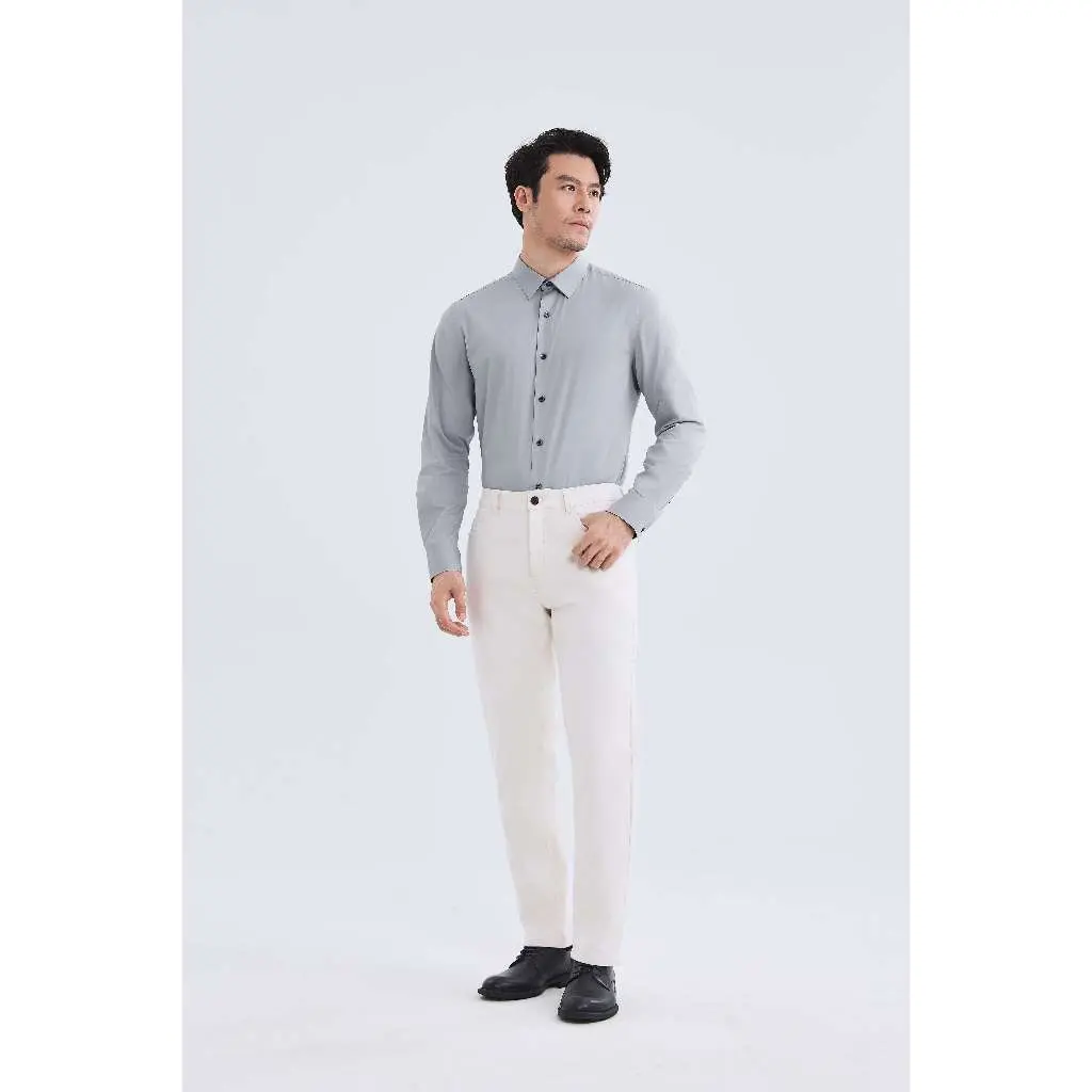 Áo sơ mi nam tay dài DETERMINANT Cotton mềm mại thấm hút tốt - 202 - màu xám nhạt