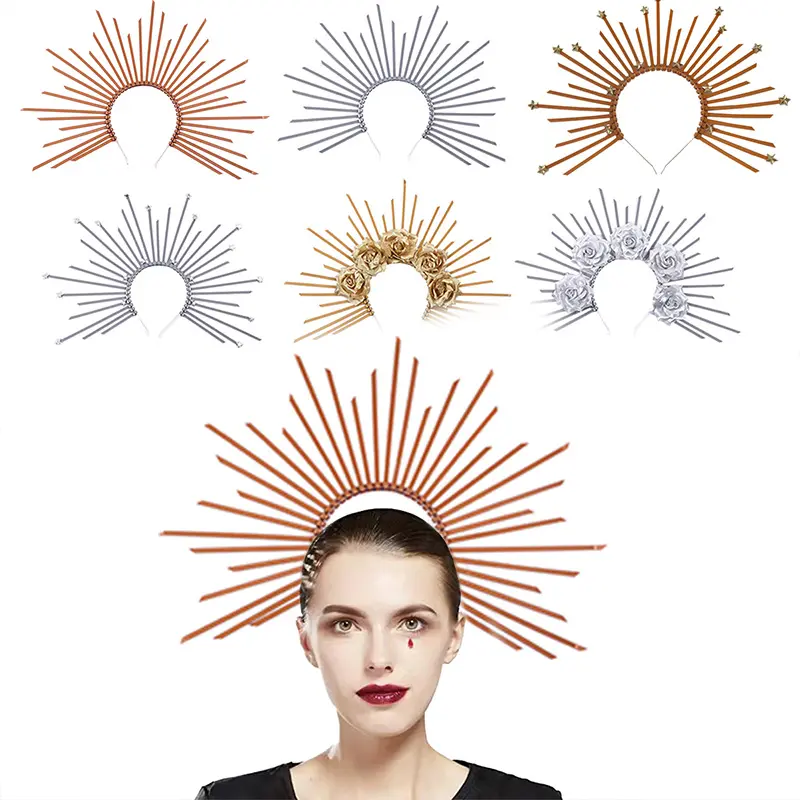 1PC 33cm Crown Headbands Individuality Creativity with A Halo For Festive Party Decorations Fashion Accessories Christmas Masks Gifts Gothic Halloween Ornaments