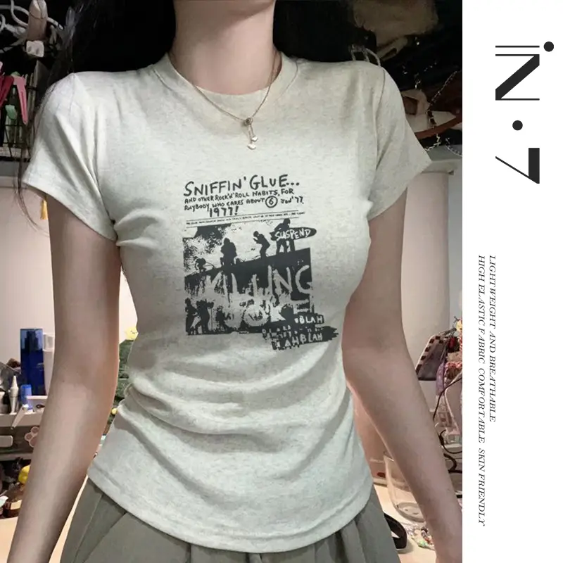 Áo Thun Mỏng Ngắn Tay, Chất Liệu Cotton, Áo In Hình Mùa Hè Mới 0