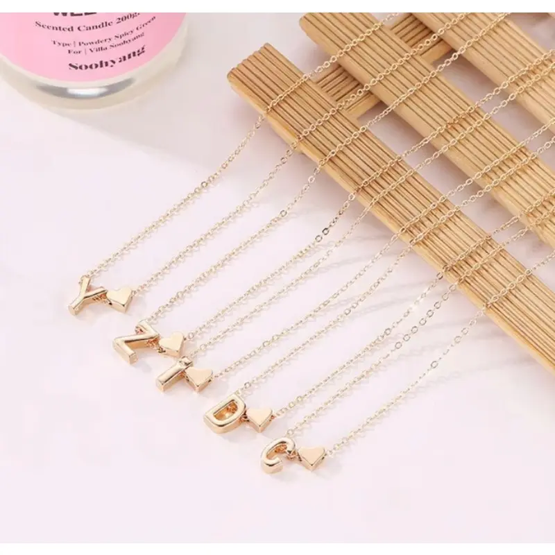 Vòng Cổ 26 Chữ Cái Đầu Tiên, Vòng Cổ Trái Tim, Dành Cho Phụ Nữ Và Trẻ Em Gái, Đồ Trang Sức, Tình Bạn, Quà Tặng Sinh Nhật Và Giáng Sinh, Có Sẵn Trong 1 / 5 Cái 8