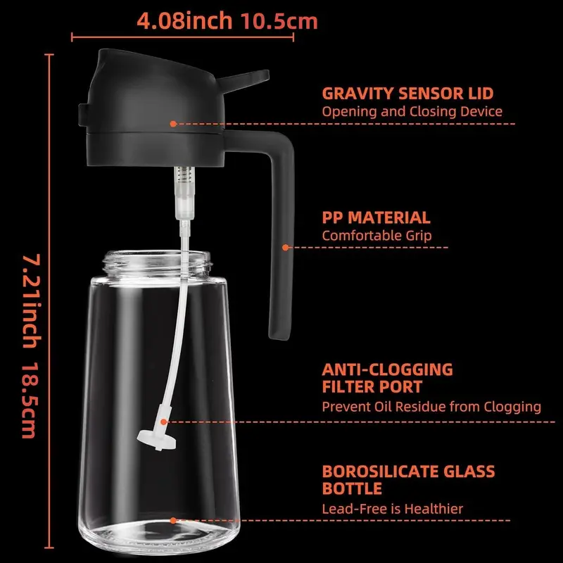 2 in 1 Oil Dispenser Bottle, 1 Count 16oz Oil Dispenser, Olive Oil Sprayer, Oil Sprayer for Cooking, Kitchen, Salad, Barbecue, Utensils 1