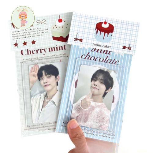  Bộ 5 đầu bìa đóng gói card và mặt sau hình đồ ăn hoạ tiết xinh xắn màu pastel Beo Blue 