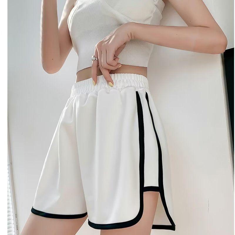 Product Introduction of BM American Sports Shorts Women's Summer Thin Loose Wide-Leg Pants Small Shorts Hot Pants 2024 New Women's Clothing Lingerie Bottom Minimalist Basic Comfort Casual 9