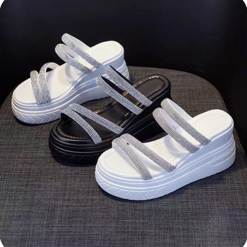 From Nhỏ Dép Nữ Đế Bằng Cao 7Cm Quai Soàn Mới Thiết Kế Mang Được 2 Kiểu Siêu Xinh. Dễ Mang- Siêu Nhẹ. Cao 7Cm đính đá 3 dây mảnh xỏ ngón bệt