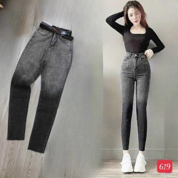 QUẦN JEAN NỮ ĐÁNG ÔM LOANG MÀU XÁM ĐEN 0