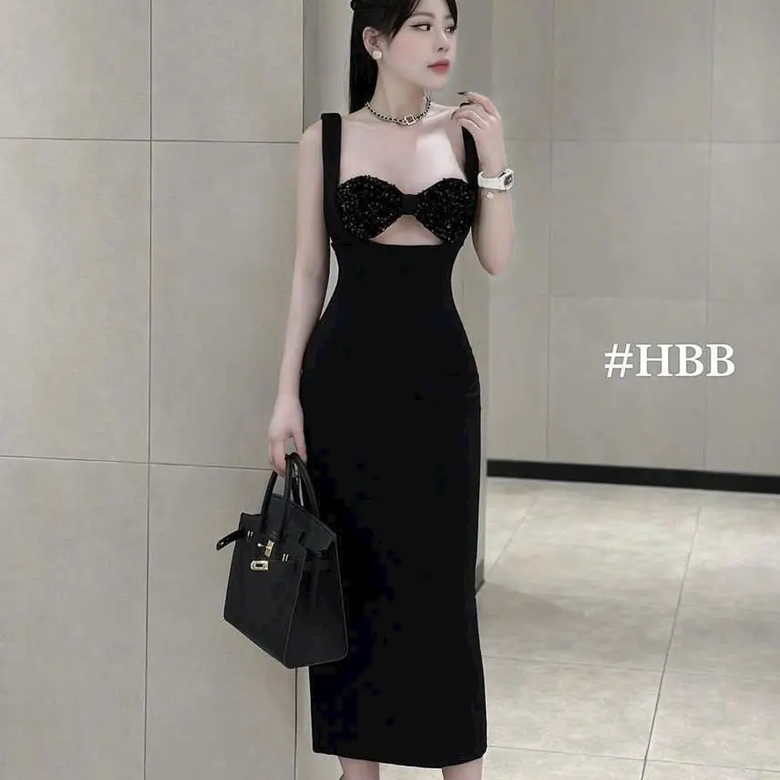 Đầm 2 dây Bảng To Cúp Ngực Phối kim sa( Kiểu dáng Đẹp Sexy) Chất Dày đẹp.