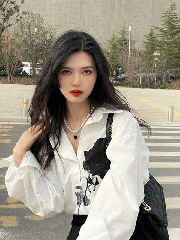 Product Introduction of French Style Unique White Shirt for Women Autumn Design Sense Niche Beautiful Blouse Dry Rose Top221325 11