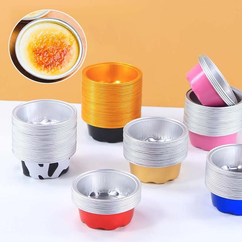 Product Introduction of 10PCS Heat Resistant Small Baking Tray Tinfoil Cups with Lids Reusable Mini Snack Containers Aluminum Foil Tin Cup Muffin Cupcake Cups Pudding Cake Mold Dessert Cups 12