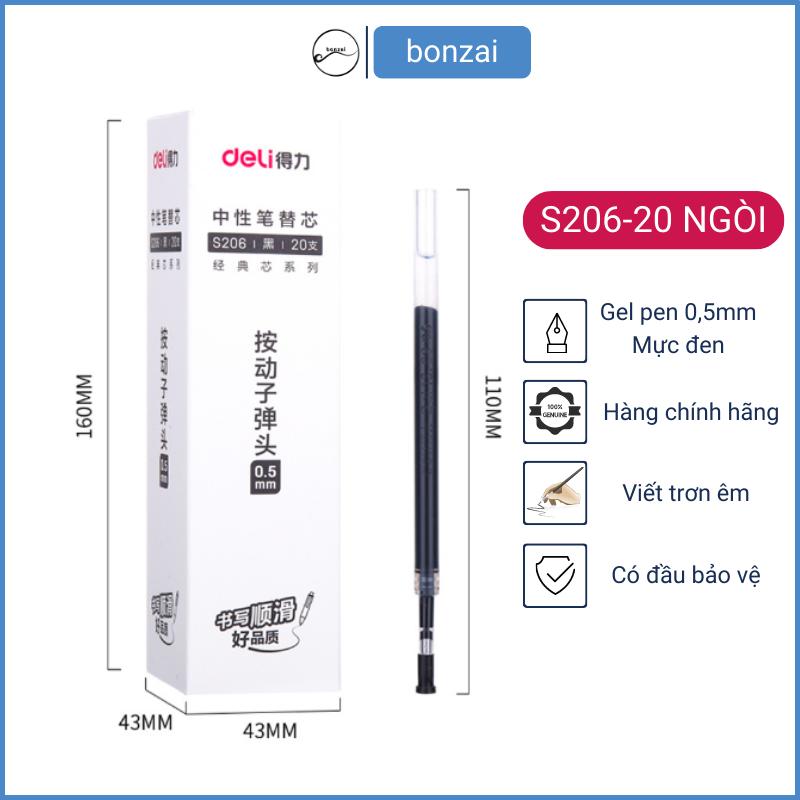 Ruột bút gel DELI S206 Set 20 ruột ngòi 0,5mm Hàng Chính Hãng .