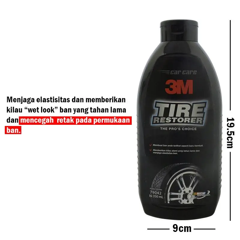 3M Auto Cairan Semir Ban Mobil Kapasitas 350 ML Pengkilap Ban Tire Restorer Polish 3M-79042 car kendaraan Lap 1