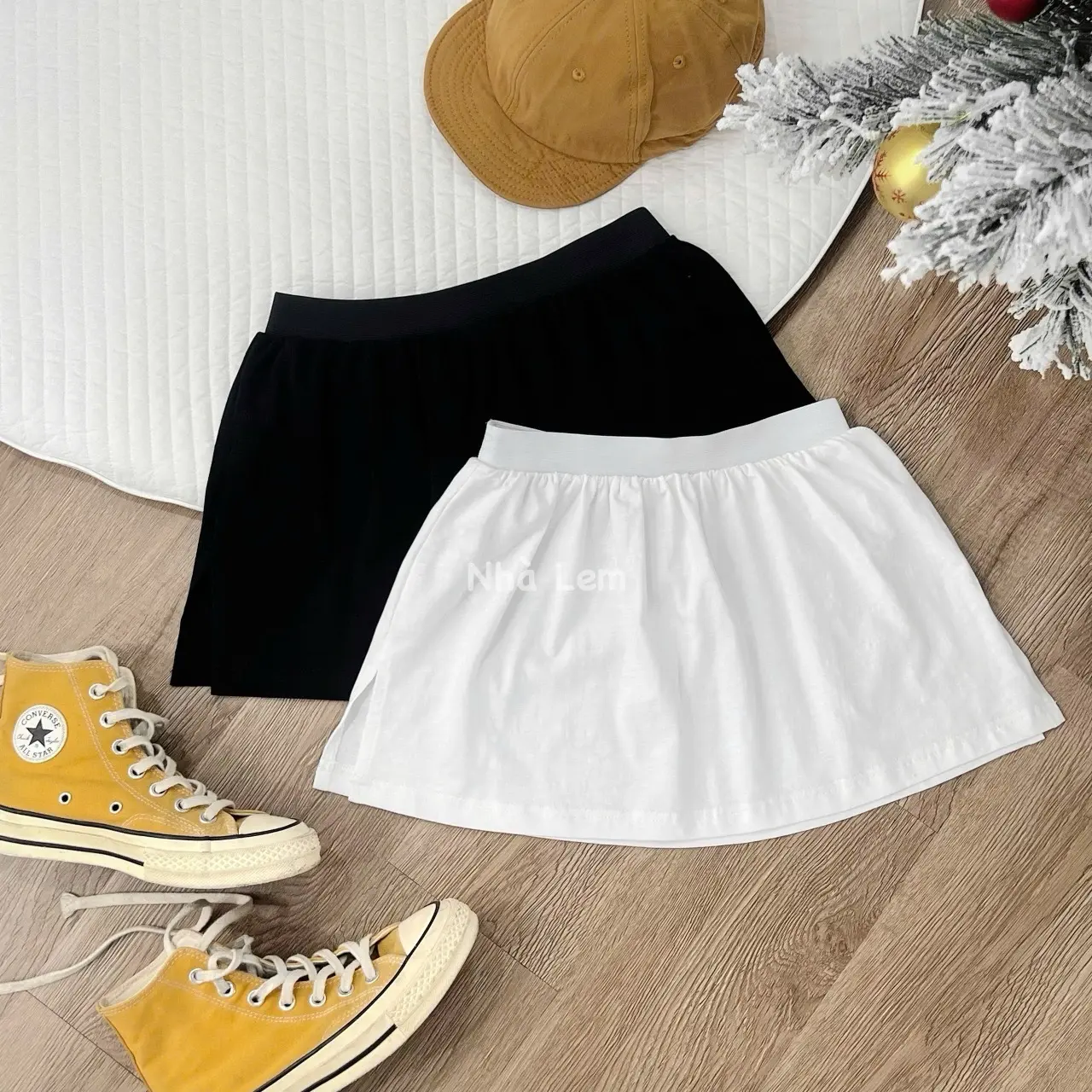 CHÂN VÁY LAYER MANG VỚI ÁO SWEATER NHÀ LEM