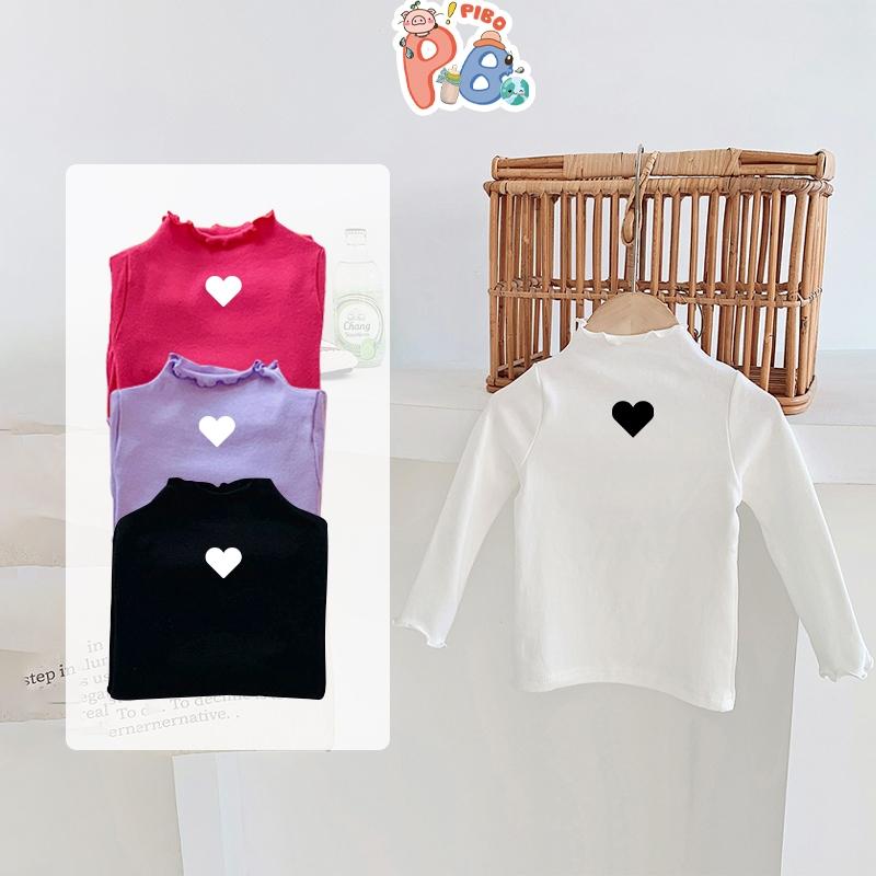 Áo Giữ Nhiệt Cho Bé Gái Chất Liệu Bozip IN Hình Tym Cổ Cao 3 Phân Rua