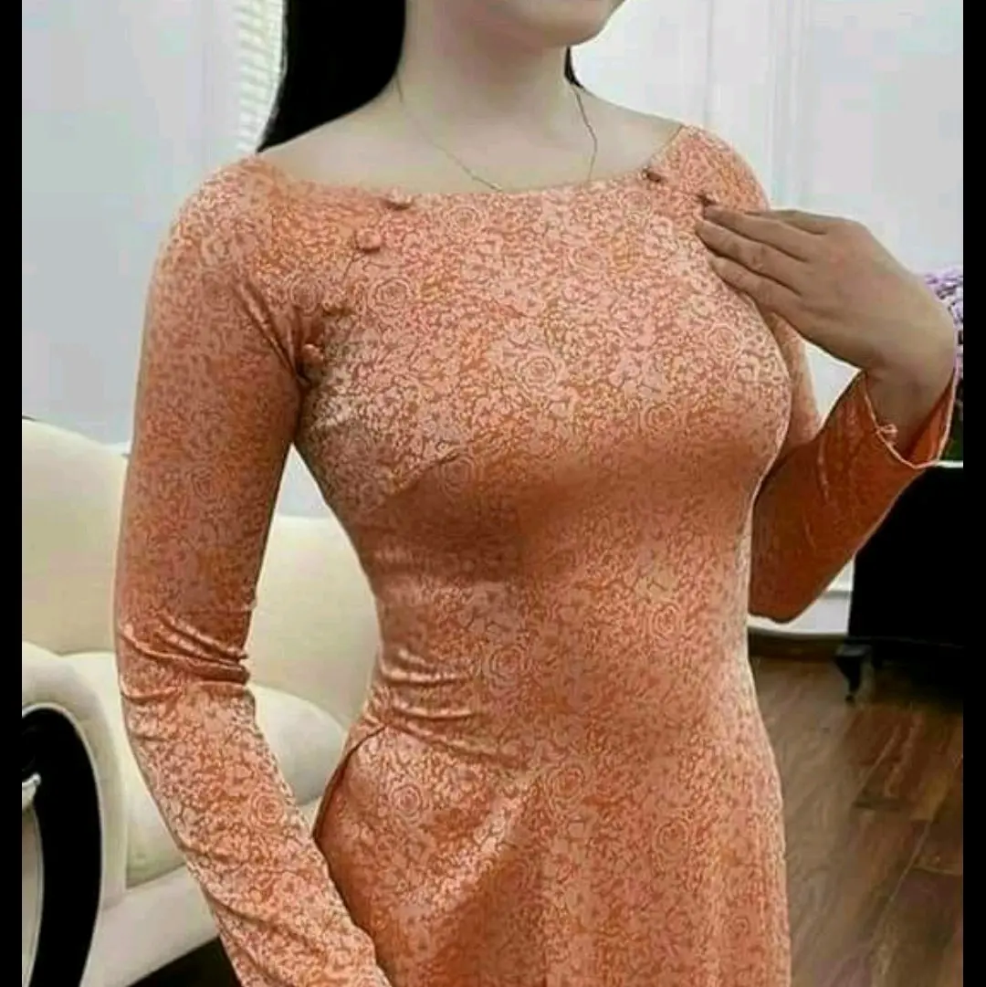 Vải Áo  gấm tơ lụa hoa hồng trà