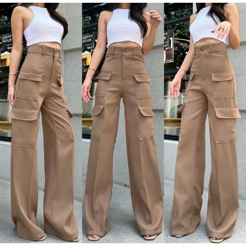 Celana Cullote Cargo 4 Pocket Panjang [MAYA] - Bangkok - Santai, Casual, Katun, Nyaman, Kulot, Wanita, Kerja 3