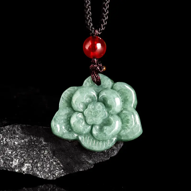 Natural a goods jadeite bean green lotus lotus pendant bean seed jade pendant flower piece men's and women's jade pendant jade wholesale