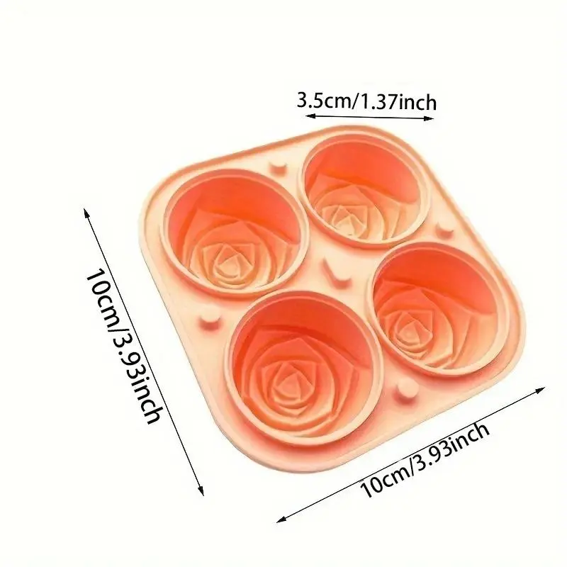4 Grid Rose Shaped Ice Cube Mold, 1 Count Multi-purpose Chocolate Jelly Ice Molds, Kitchen Refrigerator Supplies for Bakery 1