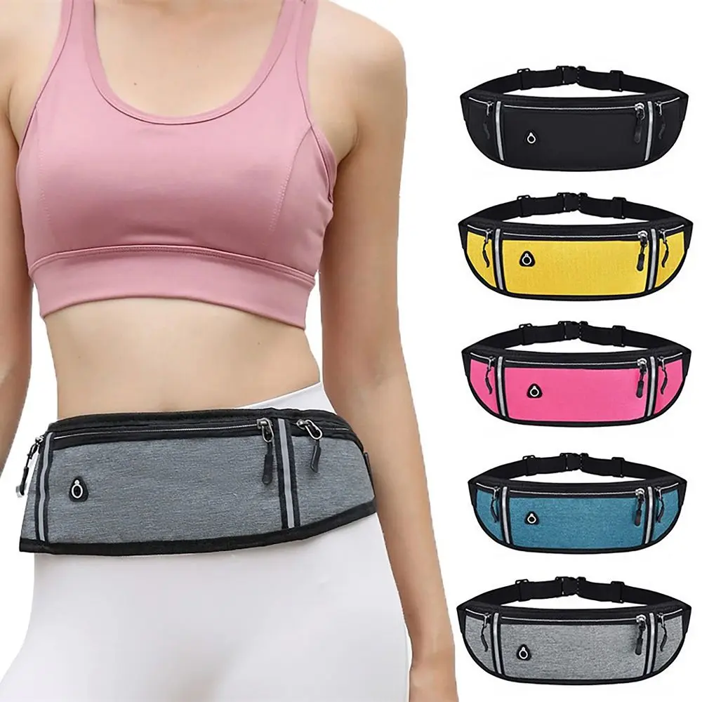 Practical Oxford Cloth Running Waist Bag with Reflective Tape Wear-resistant Marathon Jogging Bag Running Belt Man Fanny Pack for Outdoor Riding Fitness