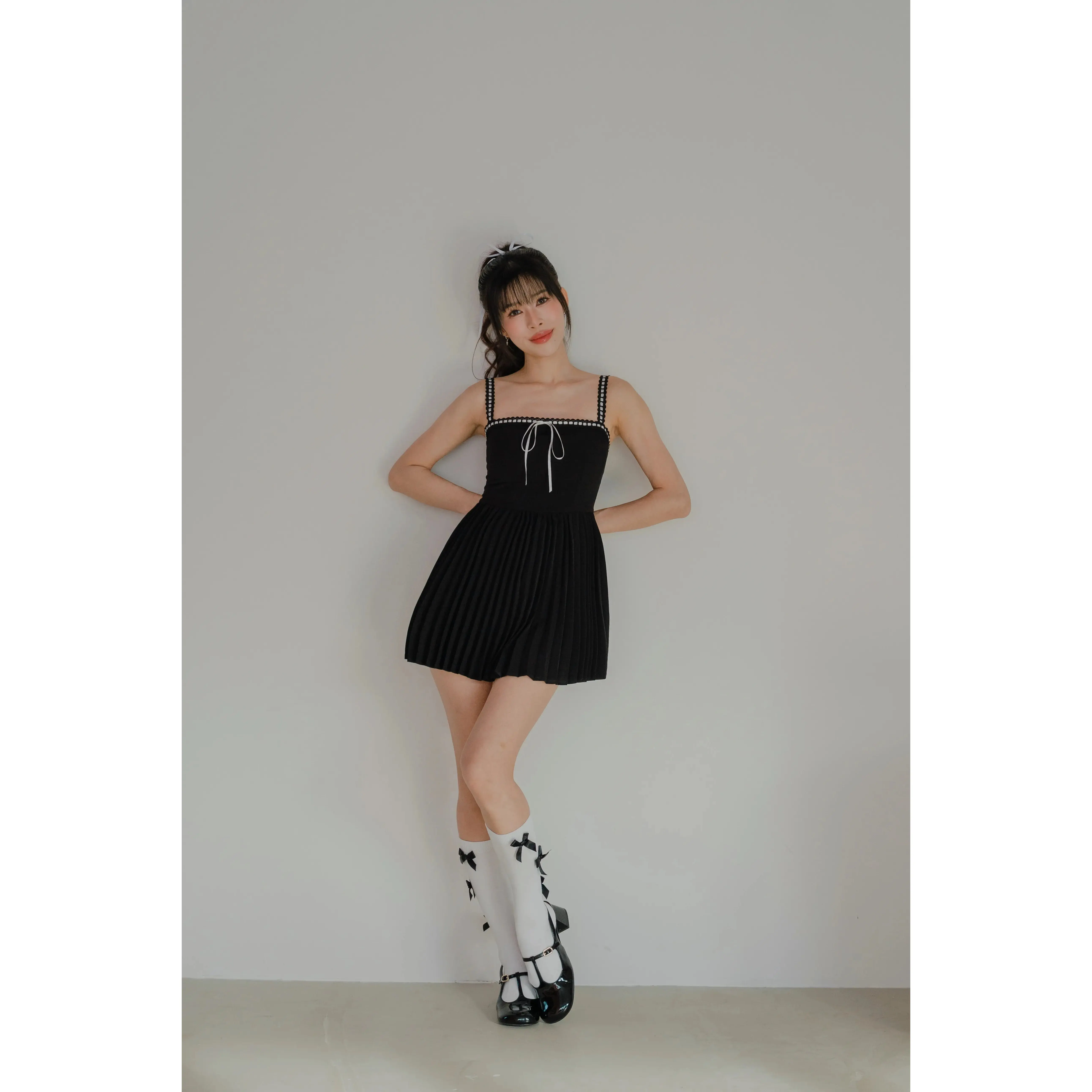 NICOLECHANGMIN x LIKKA Colette Romper Dress in Black