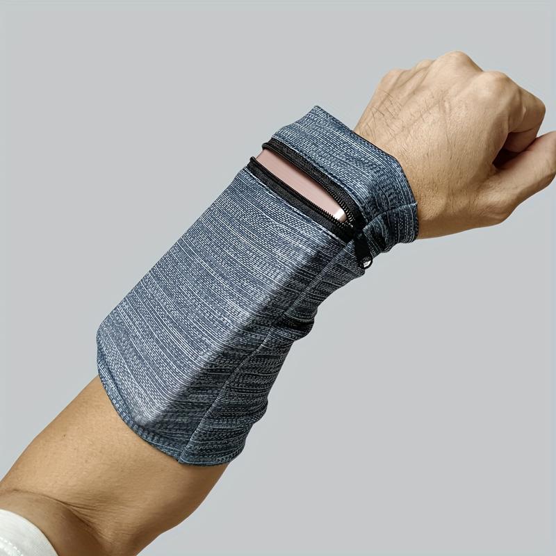 Unisex Running Hand Wrist Guard Storage Bag, Zipper Sweat Band Wrist Support Wristband Sweatband Wrist Wallet, Suitable For Gym Fitness Workout Running Jogging 1