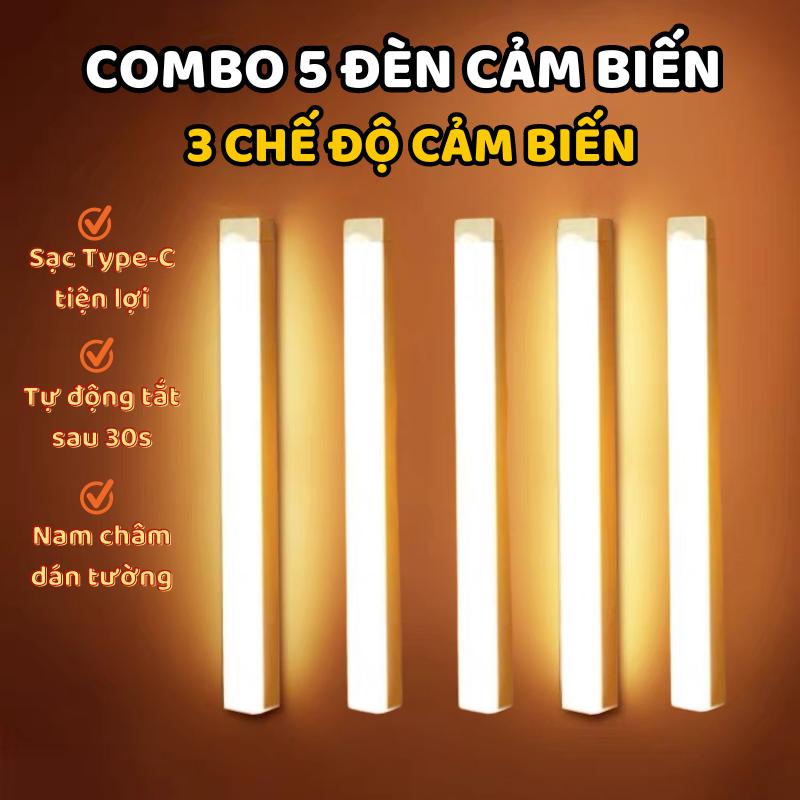 Combo 5 Đèn Cảm Biến Đèn Ngủ Đèn LED Thông Minh Không Dây Dán Tường Có Thể Điều Chỉnh Độ Sáng