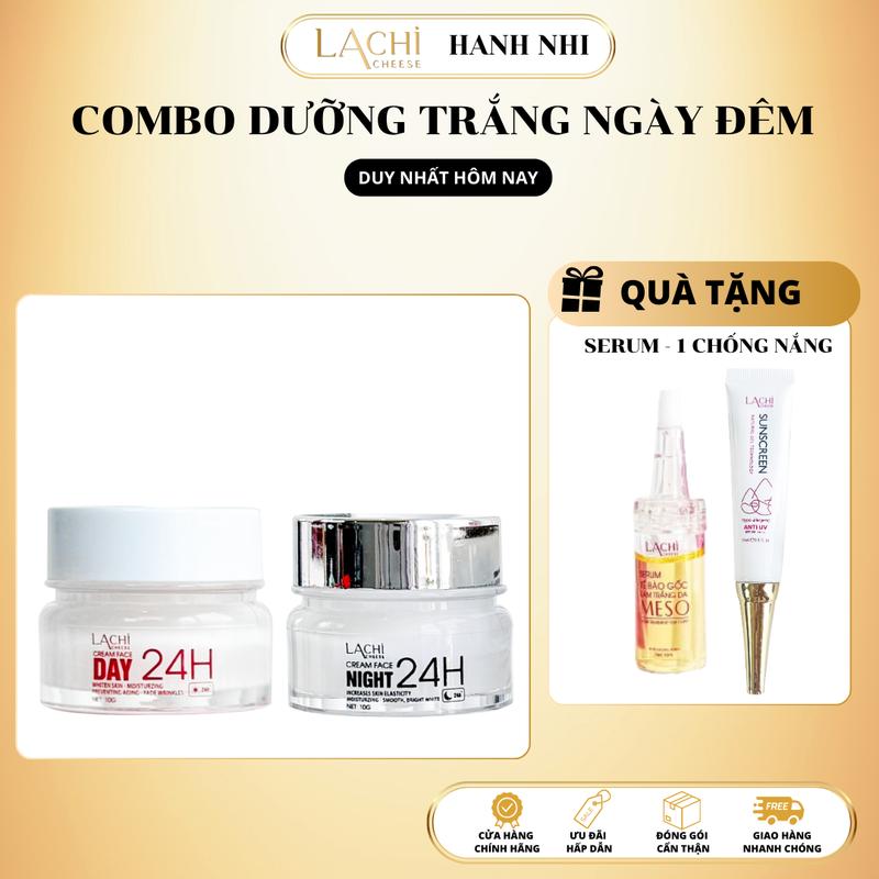 Combo Face Kem 24h - Kem Face Ngày 24h 10gr - Kem Face Đêm 24h 10gr - Serum Meso 10ml - Kem Chống Nắng 15ml Chesse kem  face