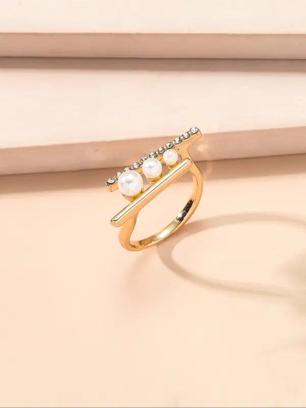 Elegant Faux Pearl Decorated Ring, Fashion Accessories for Women & Girls, Trendy All-match & Exquisite Jewelry for Birthday Gift 2