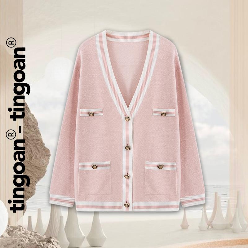 TINGOAN - Áo khoác cardigan len xù nhạt viền RAINBOW BABY CARDIGAN/PK