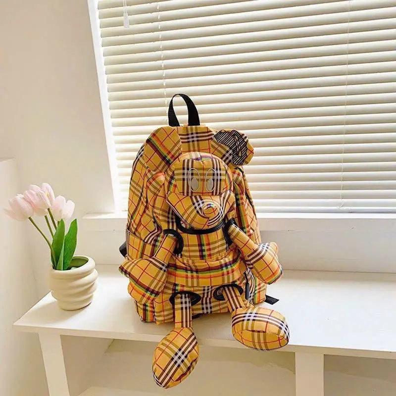 Balo Gấu Mickey Kẻ Nam Nữ Size 40 Hàng QCCC Đi Học Đi Chơi