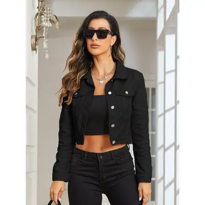 Black jean jacket womens target online