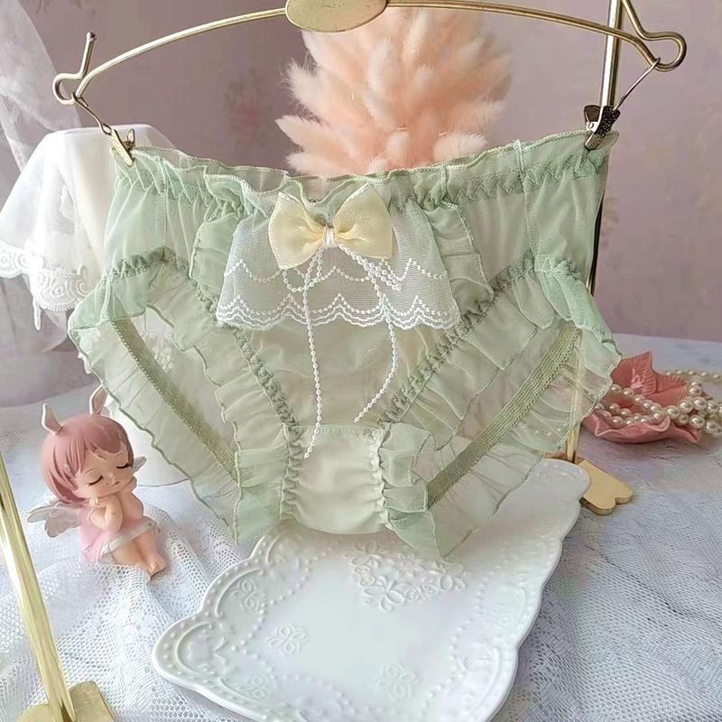 Product Introduction of Đồ Lót Nữ, Phong Cách Nhật Bản Dài Hạn, Lưới Tươi Mát Falbala, Thiết Kế Công Chúa Tam Giác, Có Nơ Dễ Thương 6