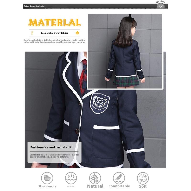 Product Introduction of Children's Spring and Autumn Elementary School Uniform Set College Style Class Uniform Boys and Girls Kindergarten Uniform Graduation 9