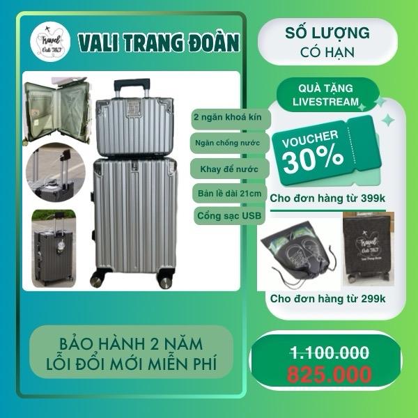 TĐ2024+CỐP - [VALI Bản Cao Cấp + CỐP]- Vali Khung Nhôm Trang Đoàn - HÀNG LỖI SHOP ĐỔI MỚI MIỄN PHÍ hot Đồng