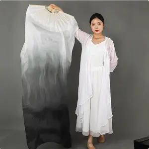 Belly Dance Alat Tari Props Penari Tamborin Gereja/Kipas Tangan Bambu Sutra Panjang(1.2/1.8 m)