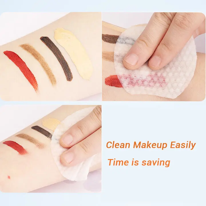 Khăn lau tẩy trang ướt, 55 chiếc, Khăn lau tẩy trang dạng Lỏng miếng bông, Dụng cụ làm sạch, dưỡng ẩm, làm sạch 4
