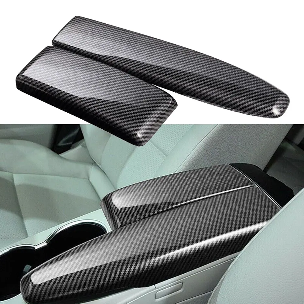 2Pcs ABS Carbon Fiber Car Center Armrest Box Panel Cover For Benz C W204 E W212