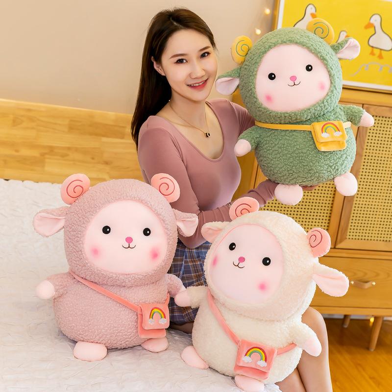 Gấu Bông Cừu Lông Xù Đeo Túi Dễ Thương Thú Nhồi Bông Thú Bông Đồ Chơi