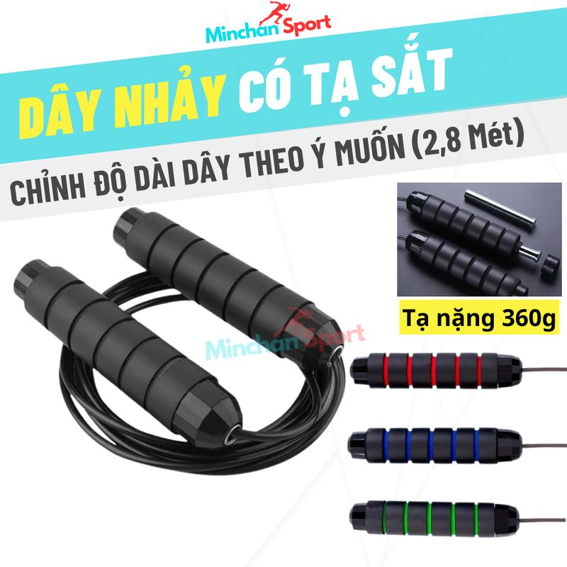 Dây Nhảy Thể Dục Có Tạ Sắt Giúp Tập Hiệu Quả Nhanh Chóng Dài 2.8m Lõi Thép Tập Thể Thao Có Thể Điều Chỉnh Độ Dài Dây, Hỗ Trợ Luyện Tập Tiện Lợi Tại Nhà Tăng Sức Bền
