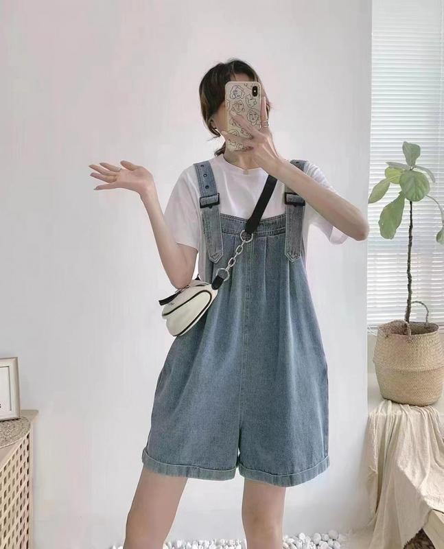 [Hàng chuẩn loại 1] Quần yếm jeans short ống rộng khóa đồng cá tính, năng động, dễ thương 1