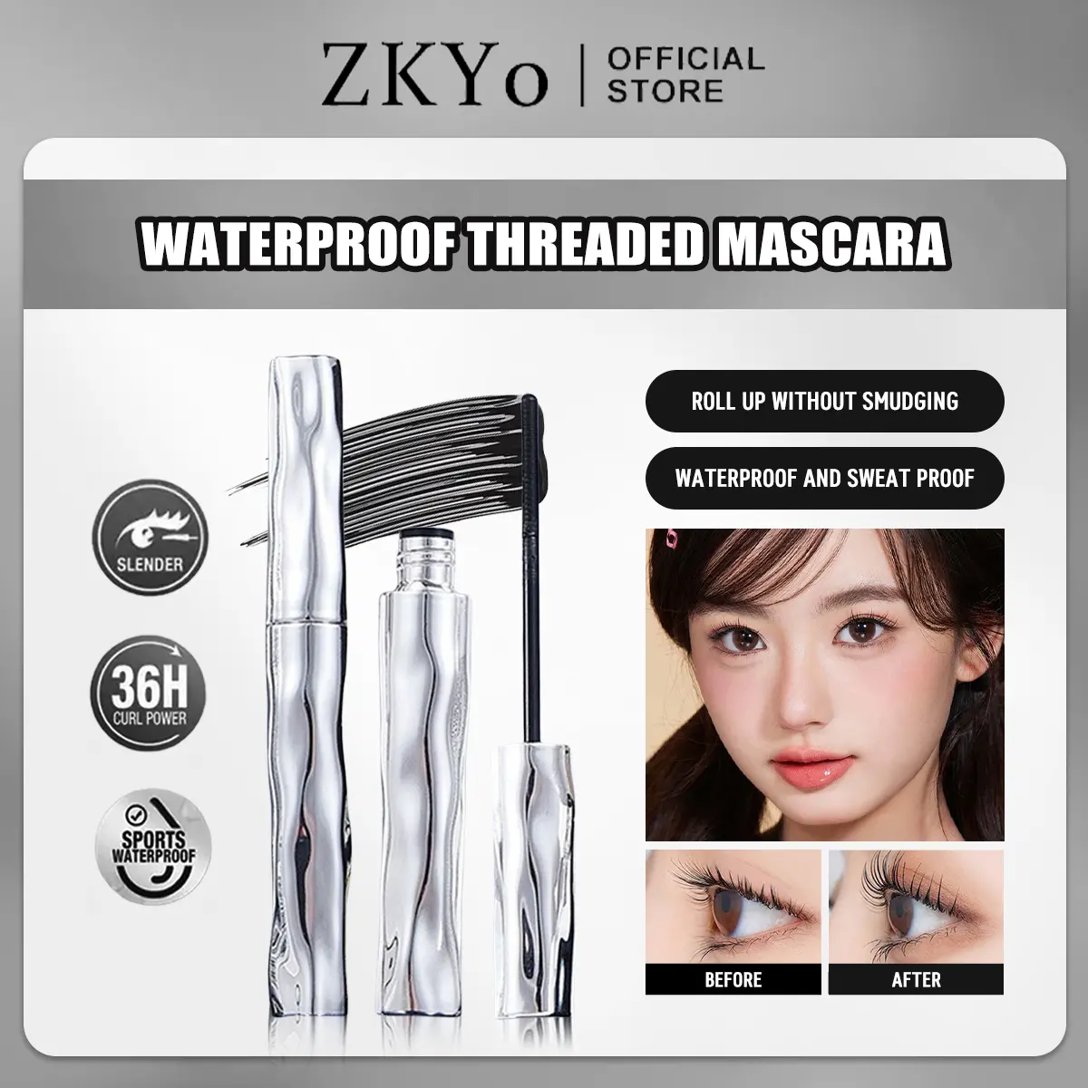 BUY 1 TAKE 1】ZkYo 3D Fiber Mascara For long Thick & Curled Lashes