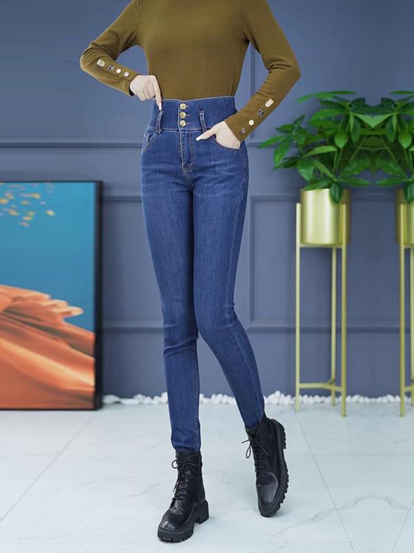 Quần Jean Skinny Nữ Dáng Ôm Lưng Siêu Cao Basic 3 Khuy Q1618 8