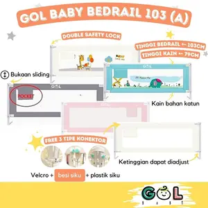 GOL Baby Bedrail Pengaman Pagar Kasur Ranjang Baby Bed Guard Pagar Tempat Tidur Bayi Pengaman Kasur Tempat Tidur Anak Pengaman Kasur Bayi Tinggi 103 CM Tipe (A)