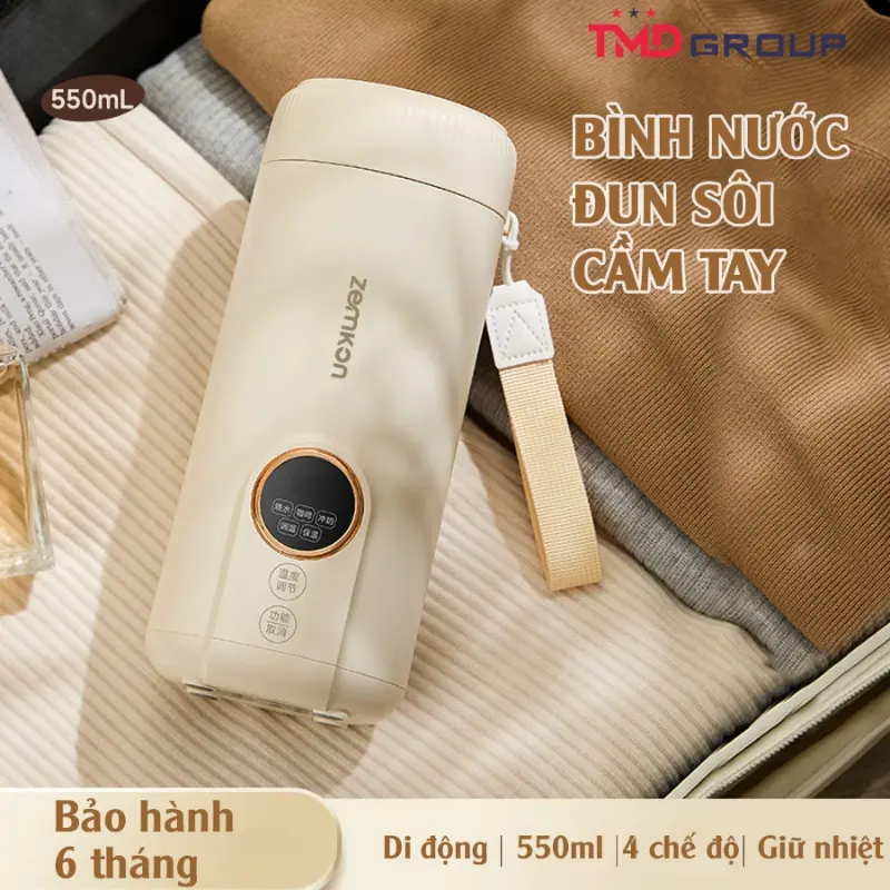 [Khuyến mãi trong thời gian có hạn] Bình đun siêu tốc cầm tay TMD 550ml - Chỉnh nhiệt 45 đến 100 Đun sôi trong 6 phút, Pha sữa, Pha trà