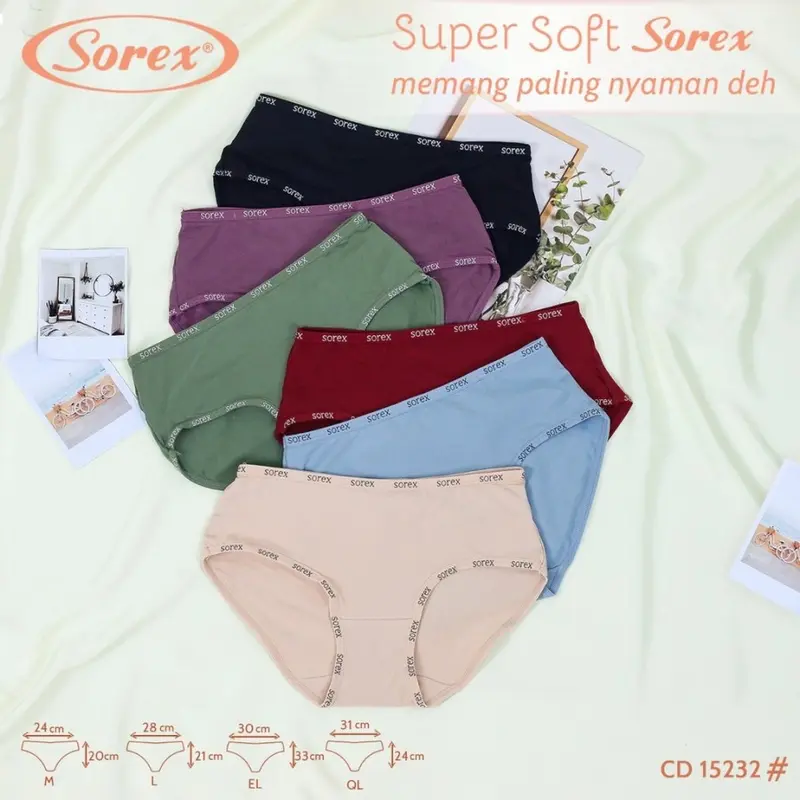 ISI 3 6 12 Pcs Celana Dalam Wanita CD Wanita Sorex 15232 Super Soft M-XXL 4