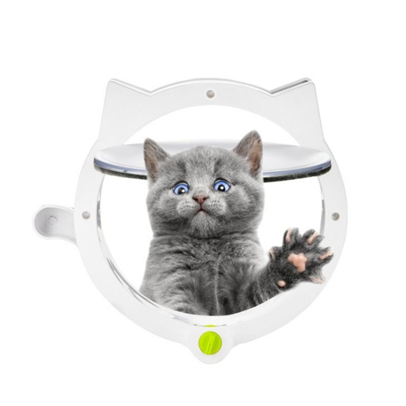 Product Introduction of Lovely Small Round Cat Door with 4-way Lock Plastic Window Lockable Cat Crates Safe Dog Gate Access Pet Supplies Pet Supplies 7